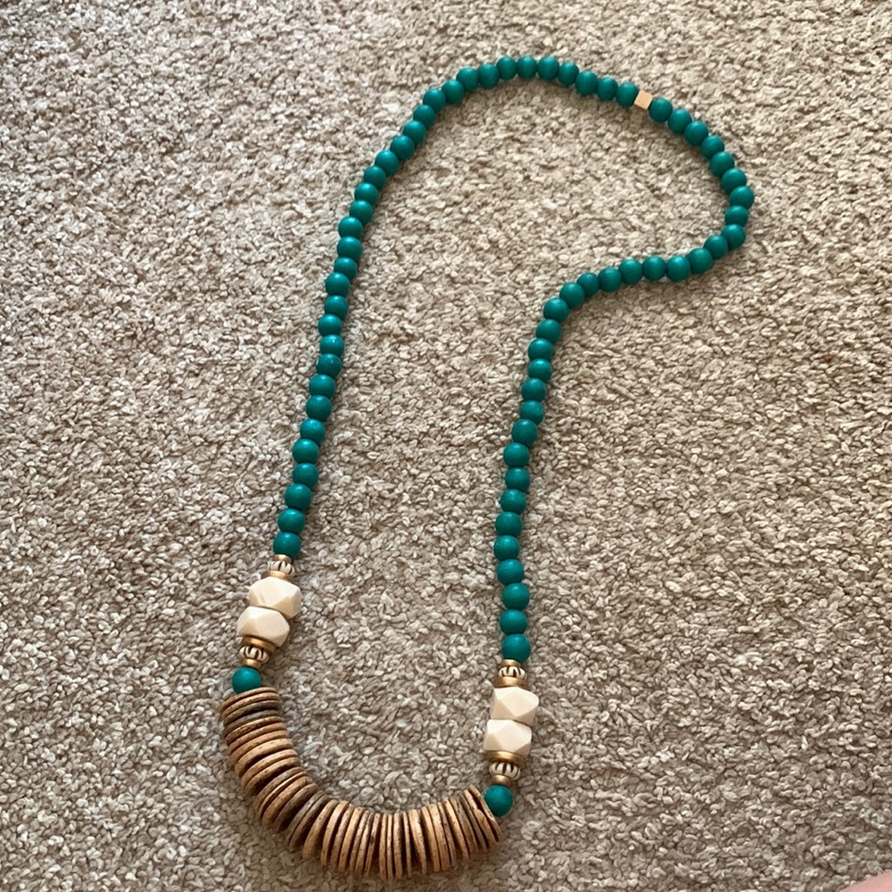 Long Wood Bead Necklace